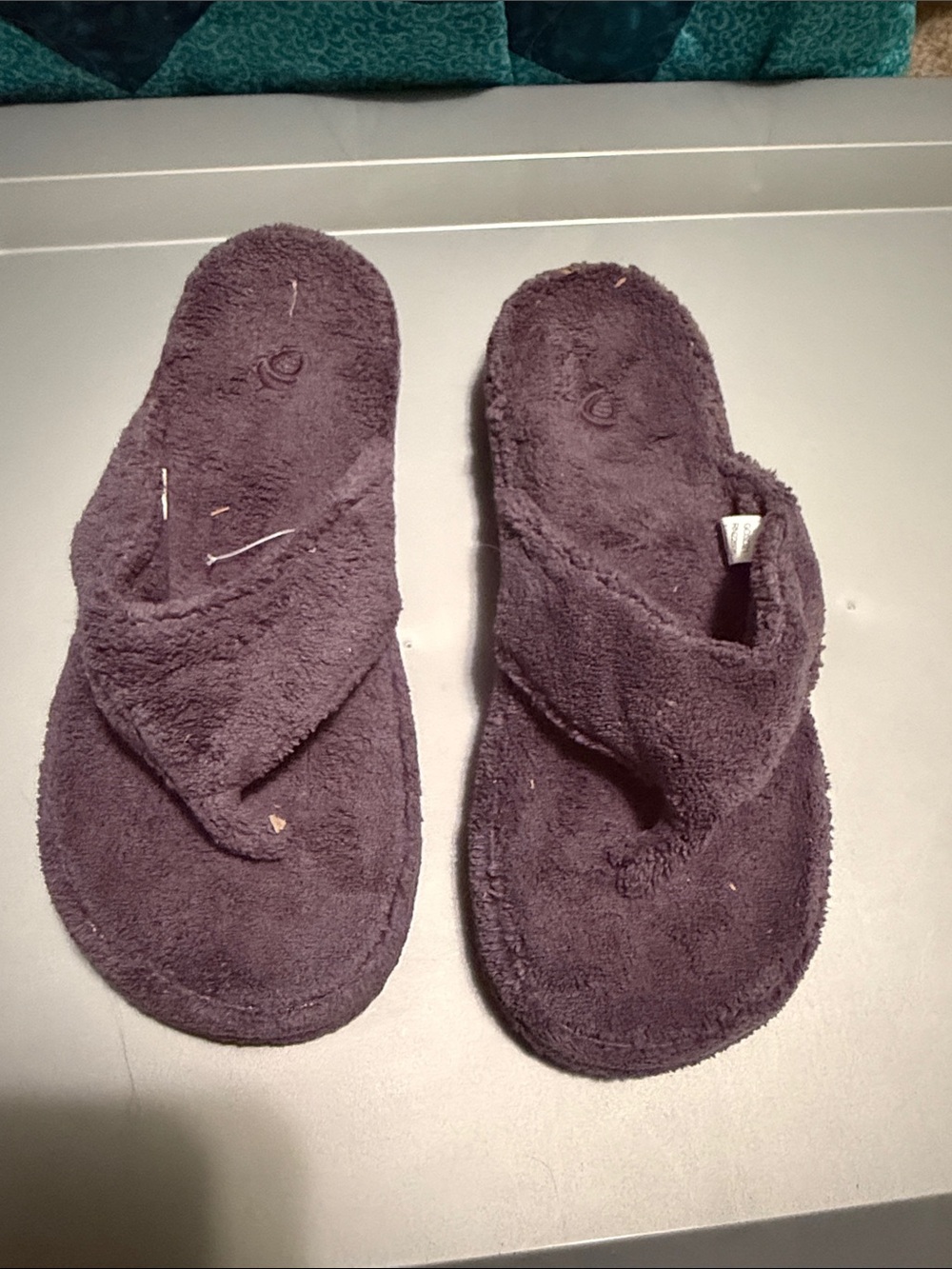 Acorn Plush Terry Flip Flop Sandals - Deep Plum
